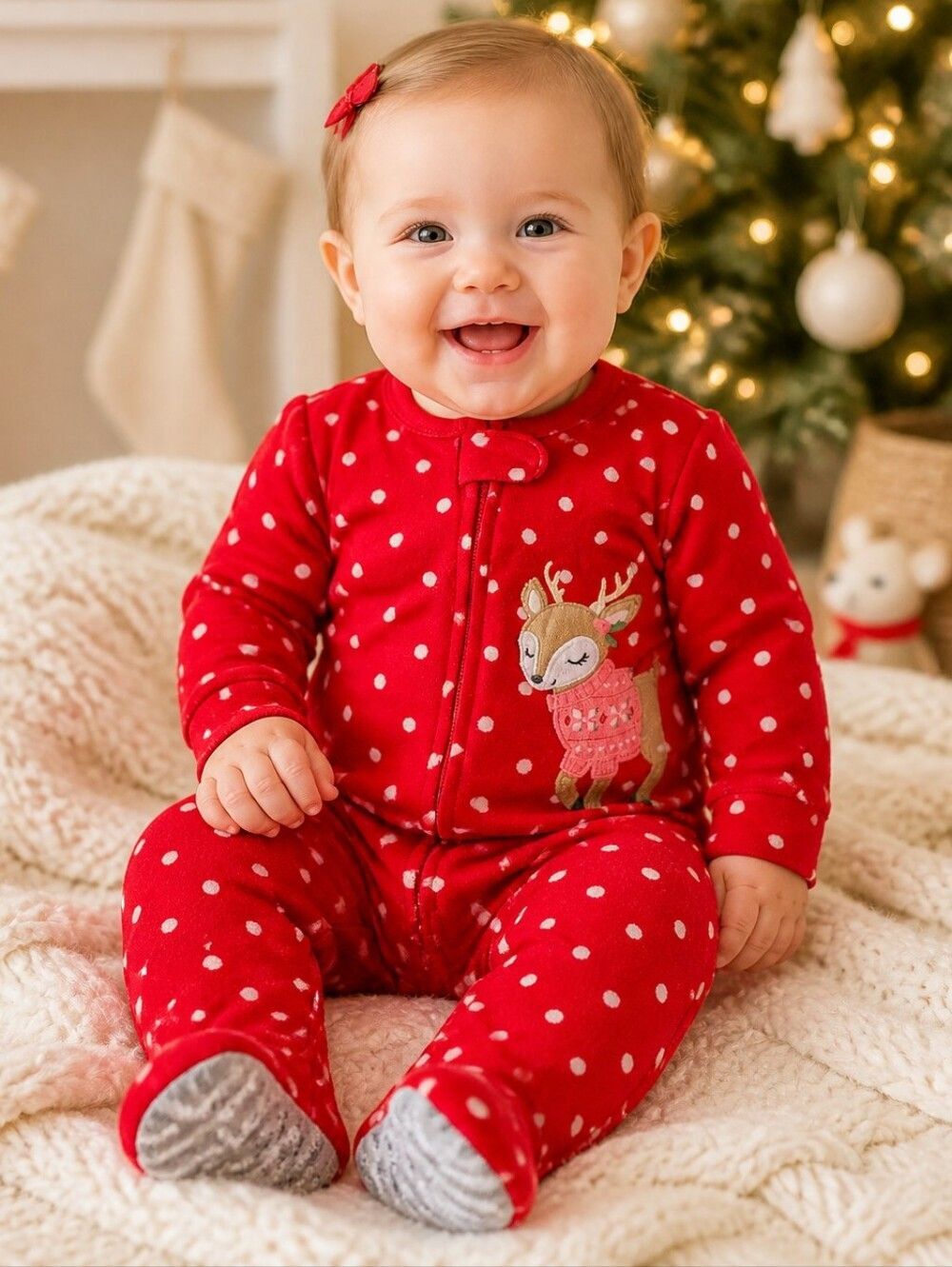 Carter's Baby Girl 12M Sleep & Play Holiday Reindeer Footie One-Piece Pajama PJs
